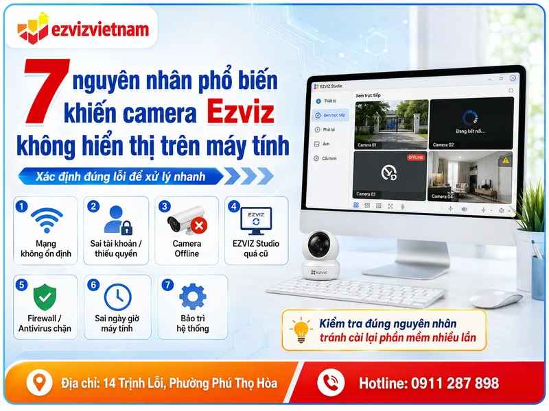 7 nguyên nhân phổ biến khiến camera Ezviz không hiển thị trên máy tính