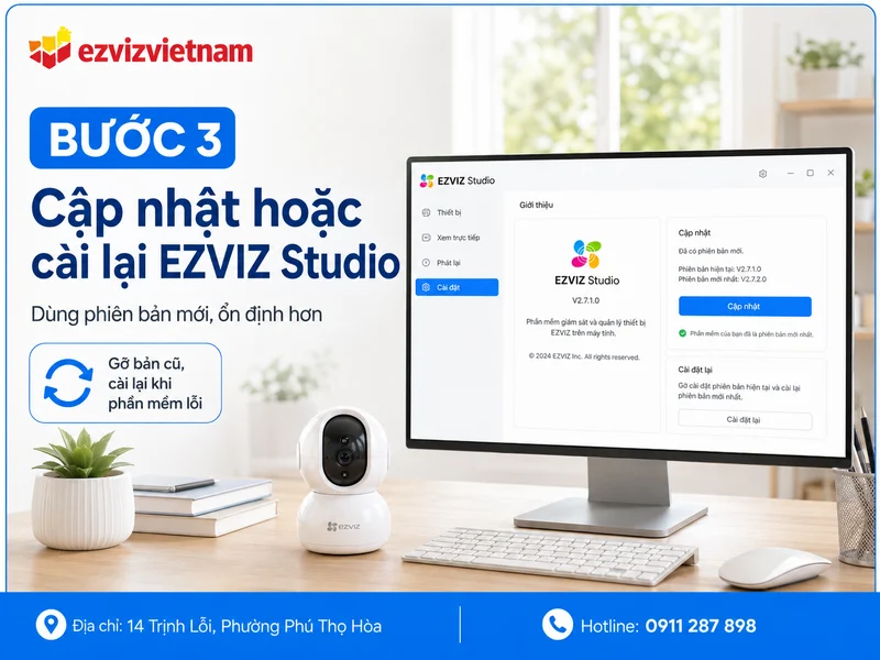 Bước 3: Cập nhật hoặc cài đặt lại EZVIZ Studio
