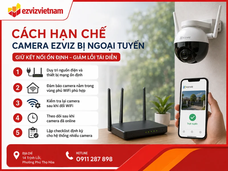 Cách hạn chế camera Ezviz bị ngoại tuyến trở lại