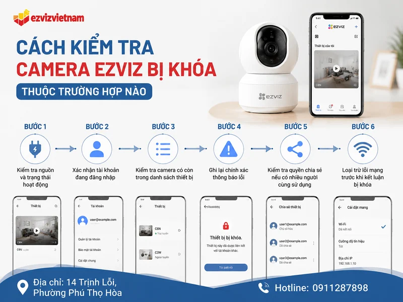 Cách kiểm tra camera Ezviz bị khóa thuộc trường hợp nào