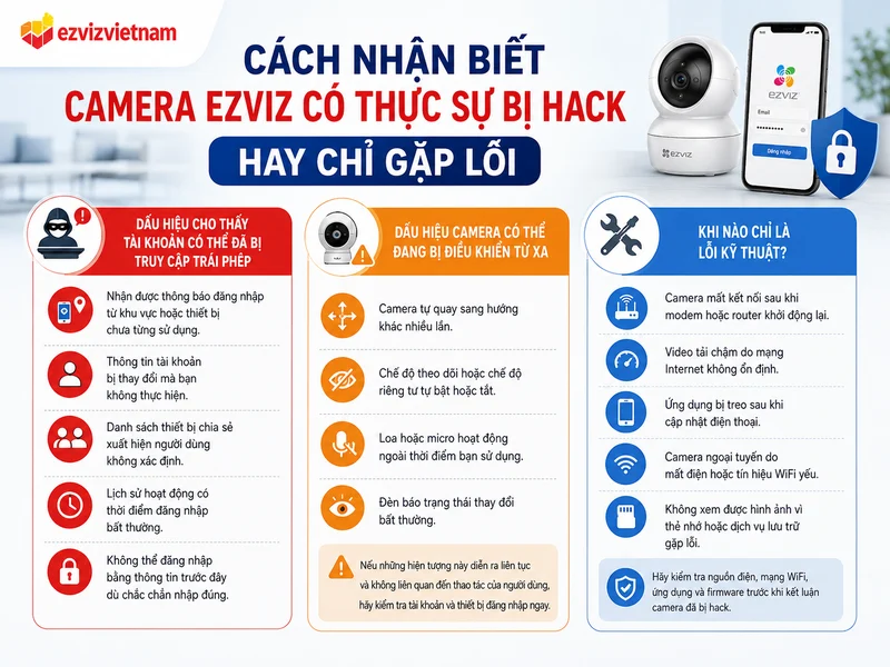 Cách nhận biết camera Ezviz có thực sự bị hack hay chỉ gặp lỗi