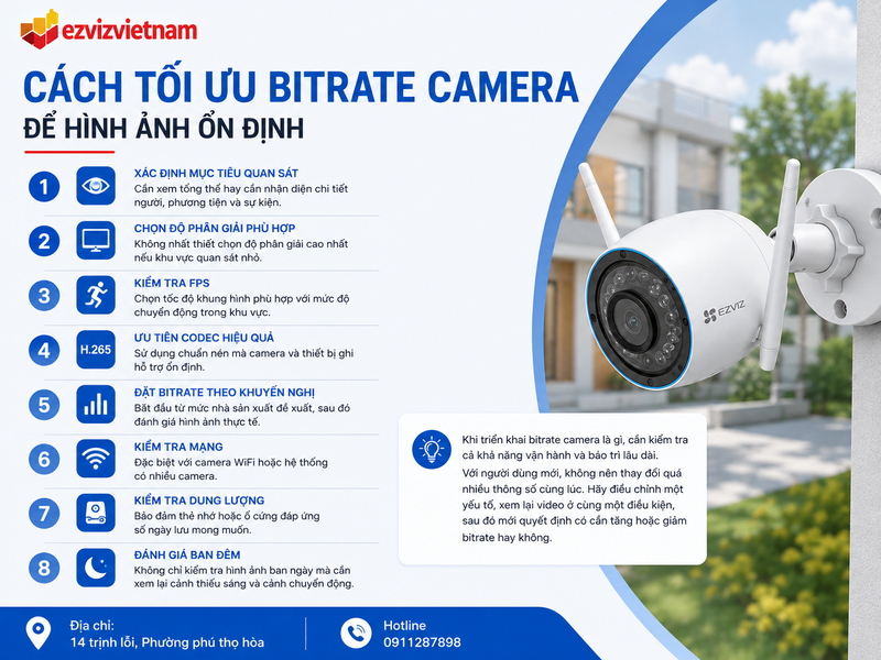 Cách tối ưu bitrate camera để hình ảnh ổn định