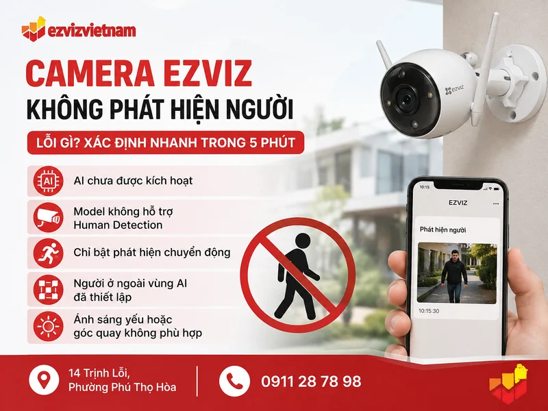 Camera Ezviz không phát hiện người là lỗi gì? Cách xác định nhanh trong 5 phút