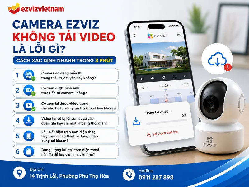 Camera Ezviz không tải video là lỗi gì? Cách xác định nhanh trong 3 phút
