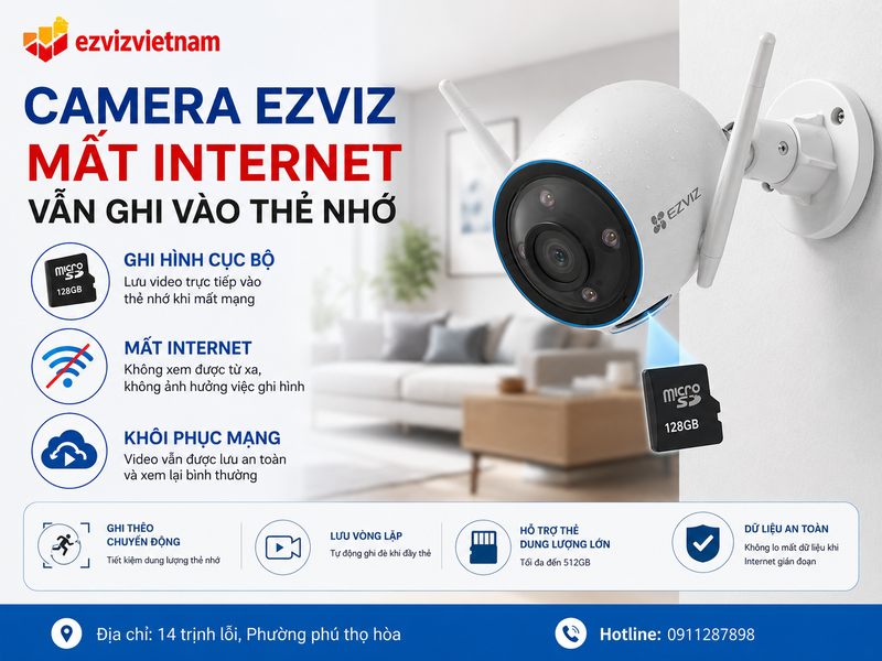Camera EZVIZ mất Internet nhưng vẫn có thể ghi vào thẻ nhớ