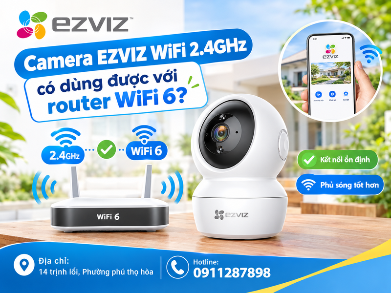 Camera EZVIZ WiFi 2.4GHz có dùng được với router WiFi 6?