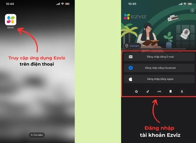 Đăng nhập ứng dụng Ezviz