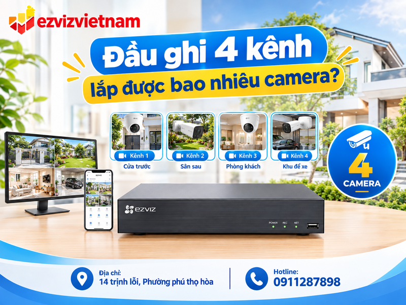 đầu ghi 4 kênh lắp được bao nhiêu camera