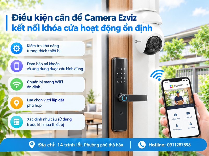 Điều kiện cần để Camera Ezviz kết nối khóa cửa hoạt động ổn định