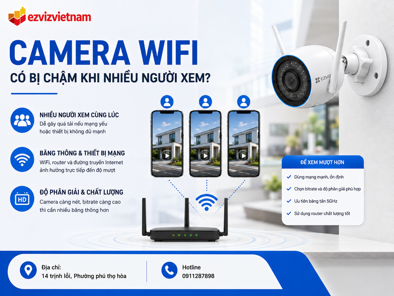 Giải đáp camera WiFi có bị chậm khi nhiều người xem không?