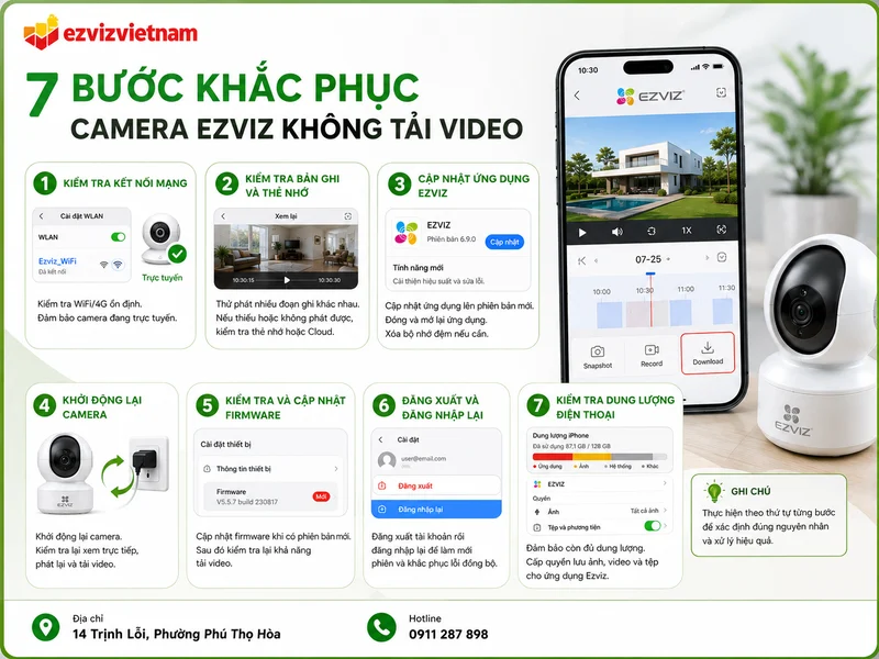 Hướng dẫn khắc phục Camera Ezviz không tải video theo từng trường hợp