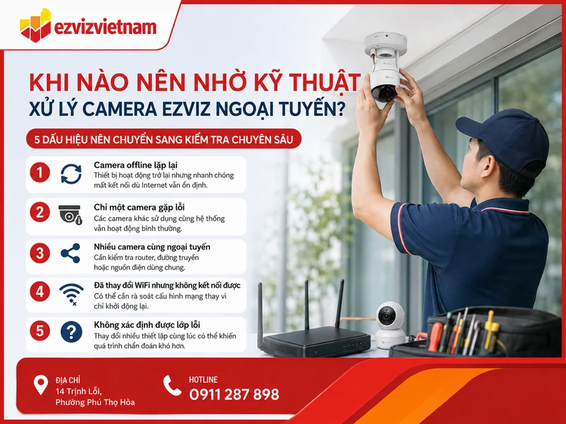 Khi nào nên nhờ kỹ thuật xử lý camera Ezviz ngoại tuyến?