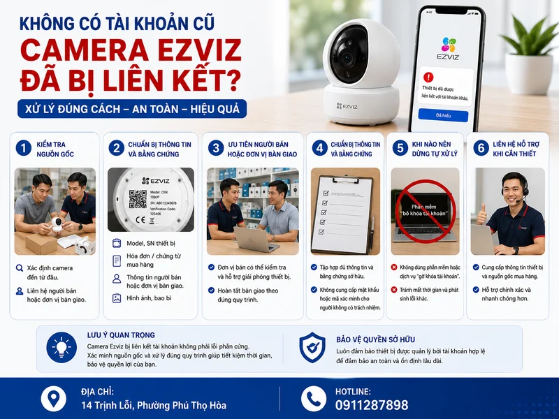 Không có tài khoản cũ thì làm gì khi camera Ezviz đã bị liên kết?