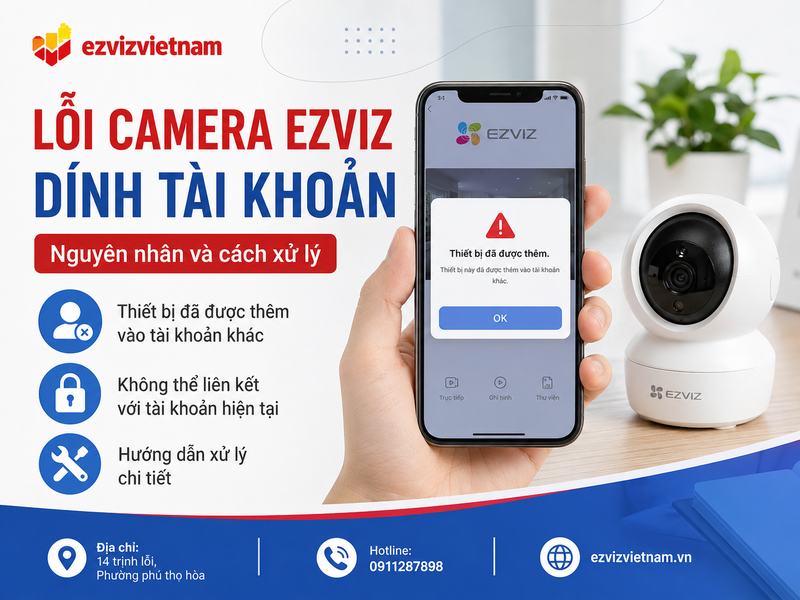 Lỗi camera Ezviz dính tài khoản
