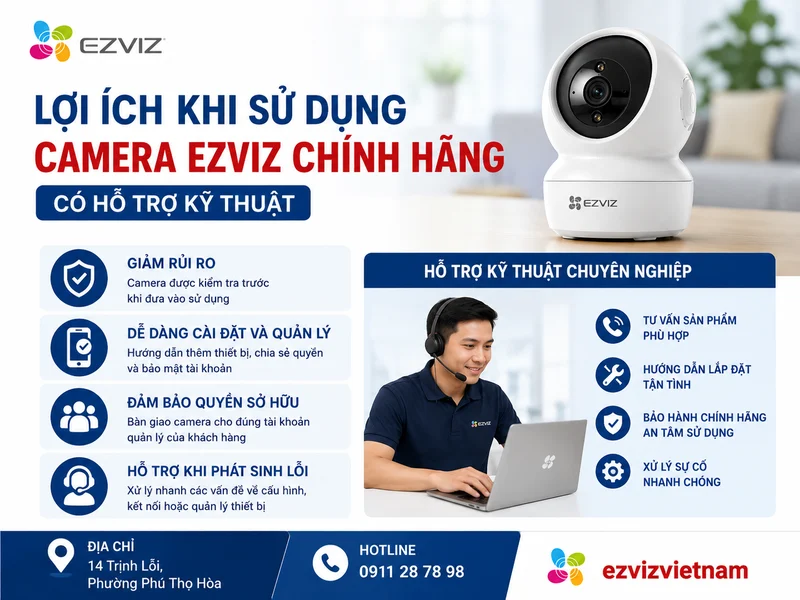 Lợi ích khi sử dụng camera Ezviz chính hãng có hỗ trợ kỹ thuật