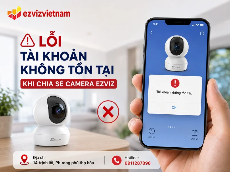 Lỗi tài khoản không tồn tại khi chia sẻ camera Ezviz là gì?