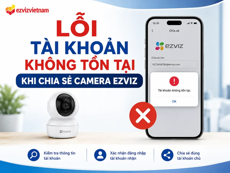 Lỗi tài khoản không tồn tại khi chia sẻ camera Ezviz