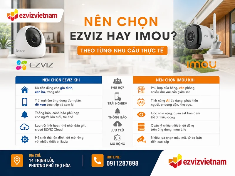 Nên chọn Ezviz hay Imou theo từng nhu cầu thực tế?