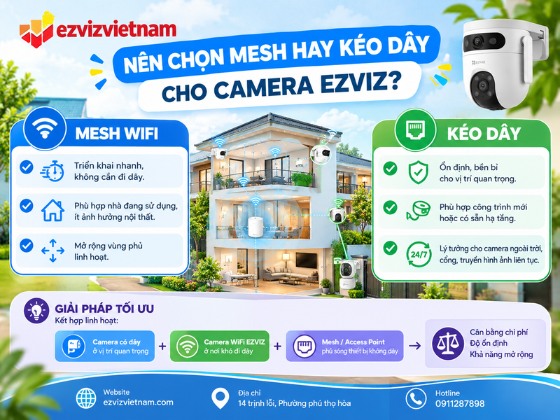 Nên chọn Mesh hay kéo dây cho camera EZVIZ?