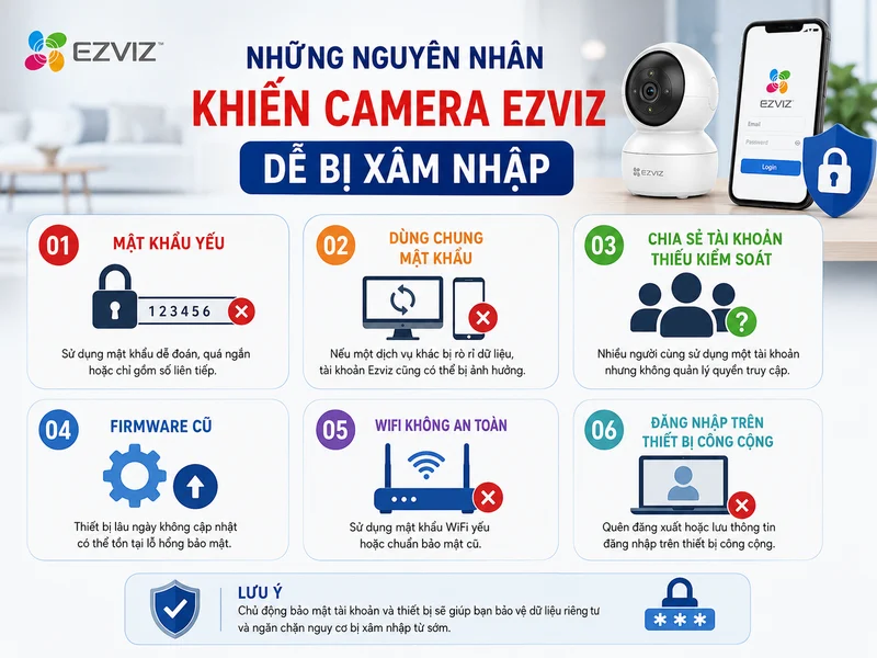Những nguyên nhân khiến camera Ezviz dễ bị xâm nhập