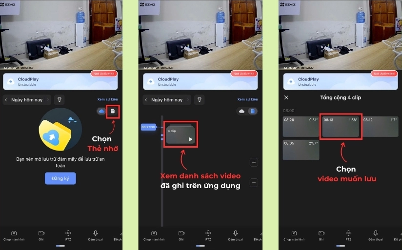 Sử dụng tính năng xem lại (Playback)