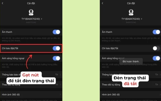 Tắt đèn trạng thái (Status Light)