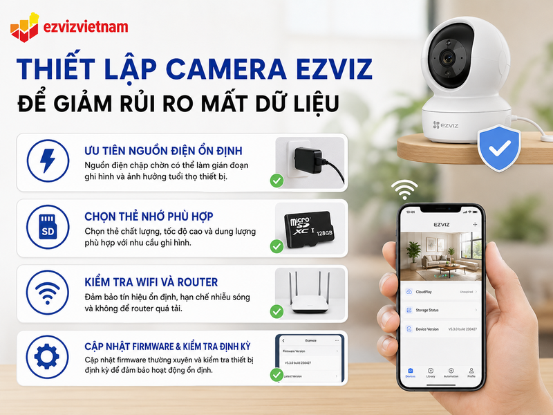 Thiết lập camera EZVIZ thế nào để giảm rủi ro mất dữ liệu?
