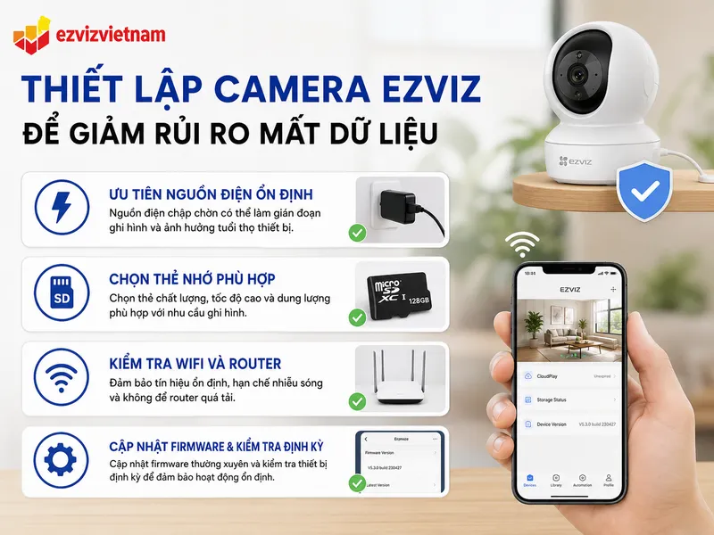 Thiết lập camera EZVIZ thế nào để giảm rủi ro mất dữ liệu?