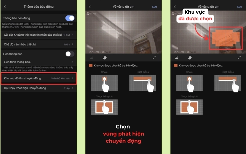 Thiết lập Vùng phát hiện chuyển động