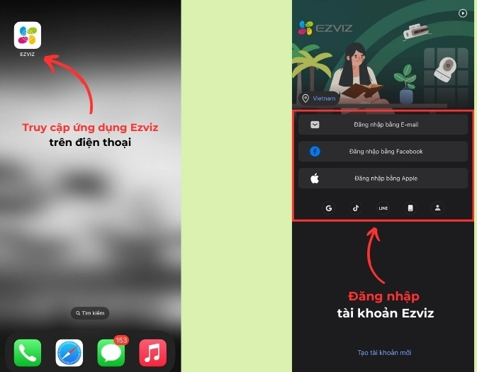 Truy cập ứng dụng EZVIZ