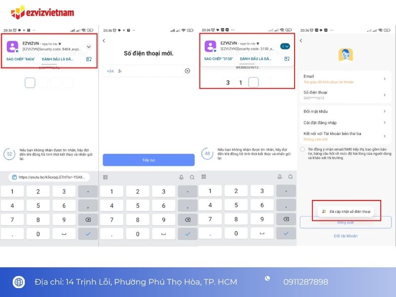 Cách đổi số điện thoại tài khoản EZVIZ trực tiếp trong ứng dụng