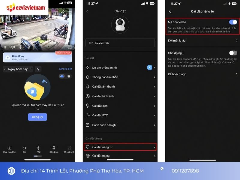 Cách kiểm tra và tắt mã hóa hình ảnh camera EZVIZ trong ứng dụng