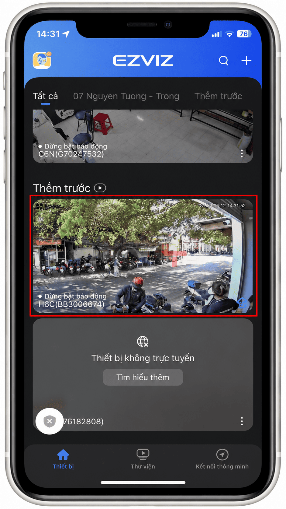 Chọn camera cần kích hoạt tính năng