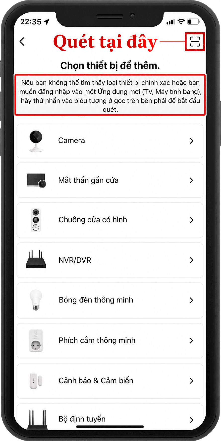 Chuyển sang chế độ quét đăng nhập cho Tivi / Máy tính bảng
