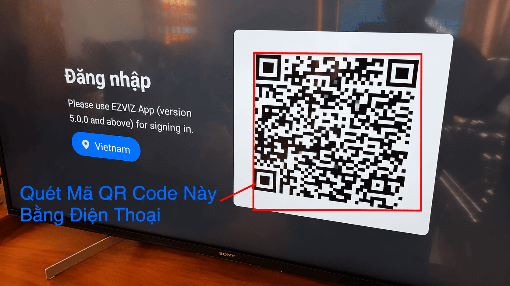Lấy mã QR đăng nhập trên màn hình tivi