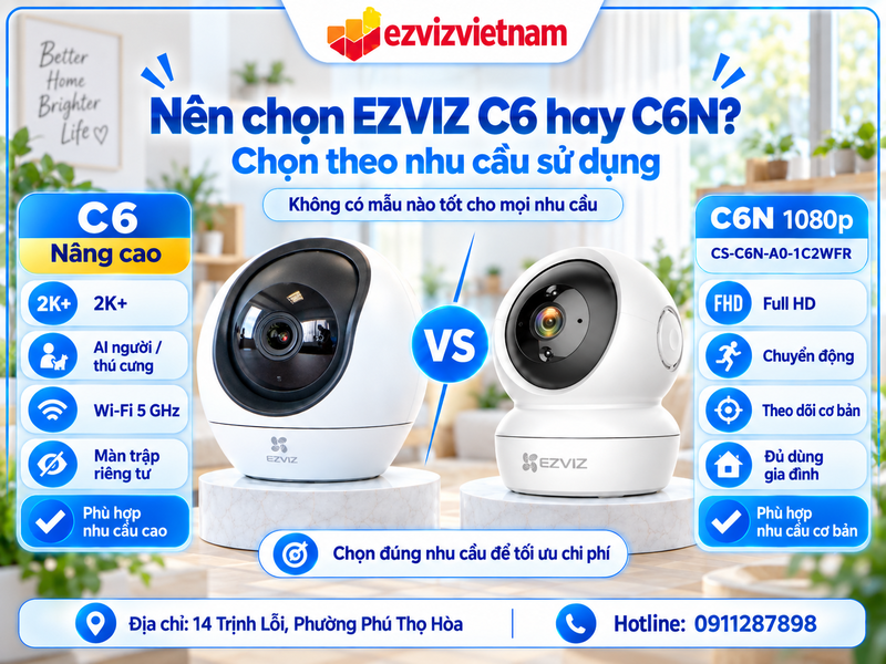 Nên chọn EZVIZ C6 hay C6N theo nhu cầu?