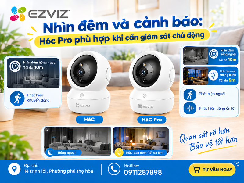 Nhìn đêm và cảnh báo: H6c Pro phù hợp khi cần giám sát chủ động