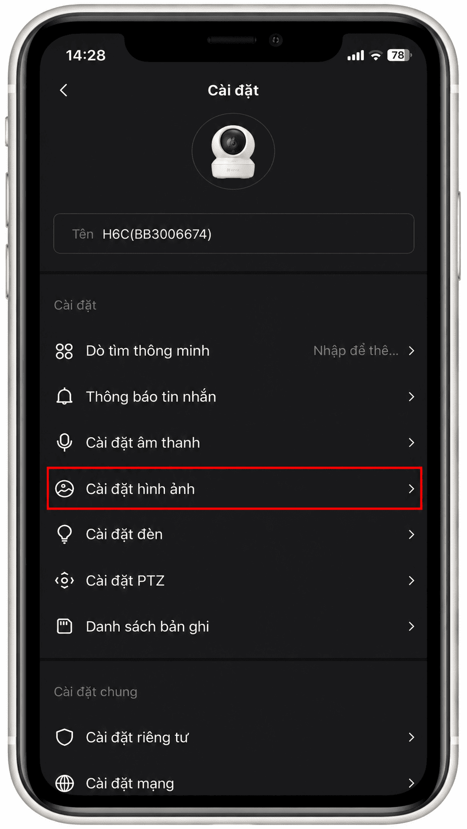 Vào danh mục "Cài Đặt Hình Ảnh"